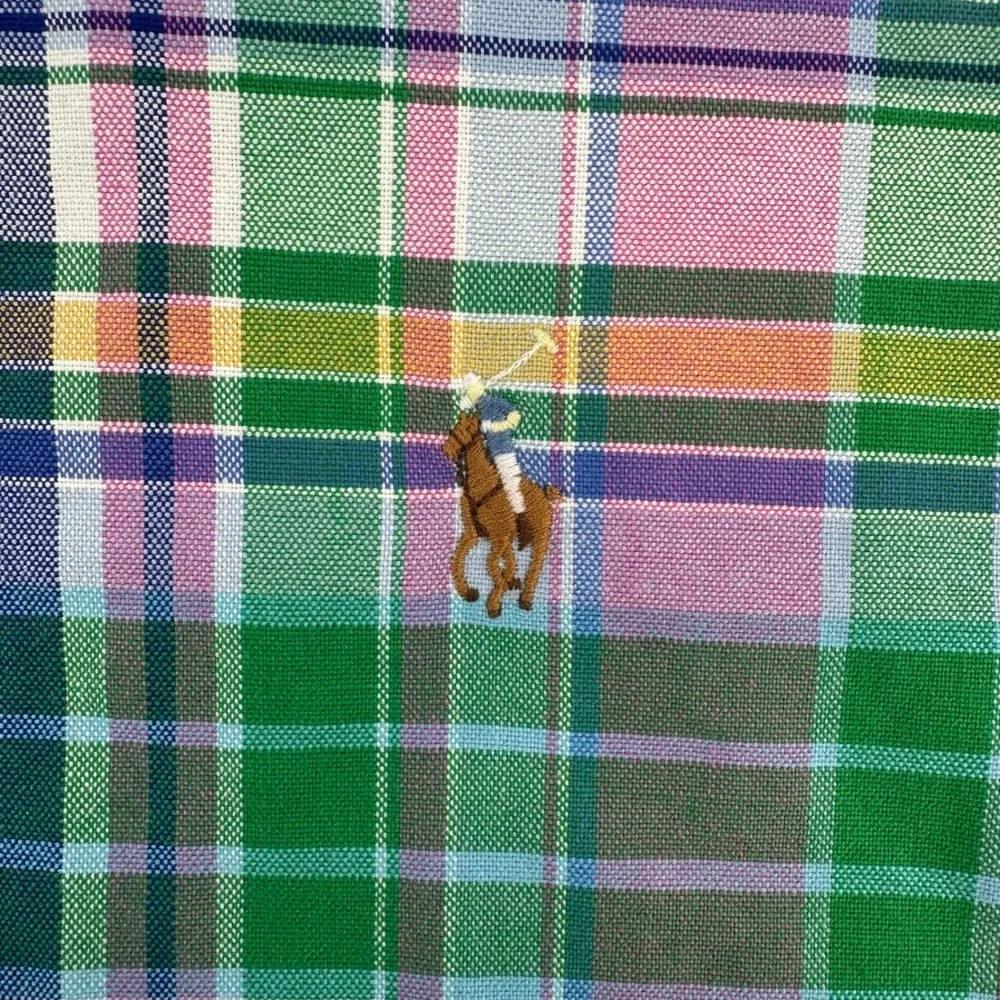 NWT Polo Ralph Lauren Mens 2XB Plaid Button Performance Multi Color New